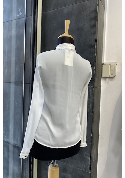 Pera Moda Önü Dantelli Küçük Ve Büyük Beden Şık Gömlek Beyaz