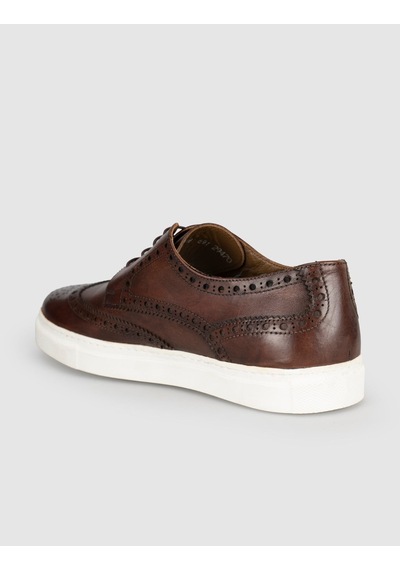 Cabani Taba Hakiki Deri Erkek Oxford Sneaker Kahverengi
