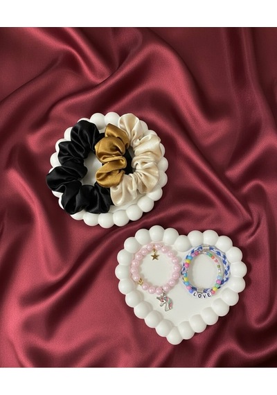 Bernami Mumluk Şamdanpinterest 2 Li Set Dekoratif Bubble Kalp Ve Yuvarlak Takı Tabağı Seti - Obje-aksesuar Tepsisi Diğer