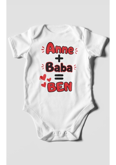 Morivokids Anne Ve Babaya Özel Kısa Kollu Bebek Body %100 Pamuk Beyaz