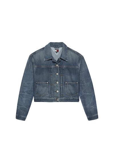Tommy Hilfiger Pleated Trucker Jack, 1a5 Mavi Kadın Kot Ceket
