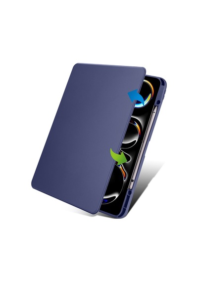 Apple Uyumlu iPad Pro 12.9 3./4./5./6. Nesil Kılıf Termik Kalem Bölmeli Dönebilen Standlı Kılıf 2018-2022
