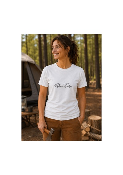 North Whiskers Hello Adventure Baskılı Unisex %100 Pamuklu Lacivert Outdoor Tişört Beyaz - 875129208 Beyaz - 875129208 Beyaz