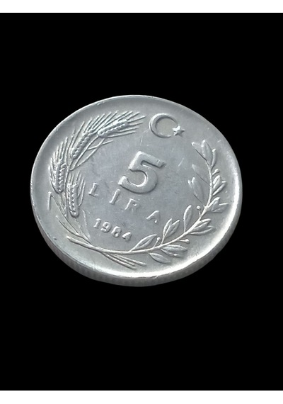 1984 Cumhuriyet Dönemi 5 Lira Madeni Koleksiyon Para Hobi Hediye Antika Darpane Numusmatik