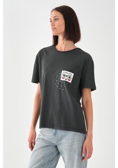Alexandergardı Baskılı Antrasit Kadın T-shirt Antrasit