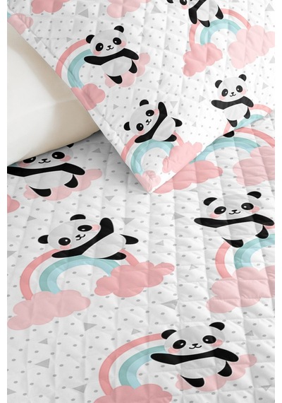Evimde Bambaşka Panda Gökkuşağı Pembe Kız Çocuk Pike Takımı-pastel Bulut Mint Bebek Odası Yatak Örtüsü-160x220 CM Evimde Bambaşka Panda Gökkuşağı Pembe Kız Çocuk Pike Takımı-pastel Bulut Mint Bebek Odası Yatak Örtüsü-160x220 CM