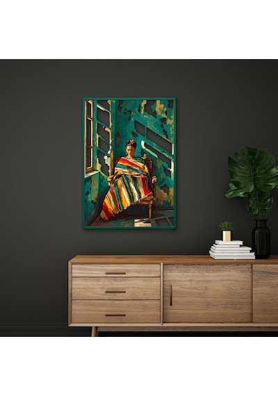 Renkli Şallı Bohem Kadın - Metal Tablo - Dec0341 36 X 50 Cm Çok Renkli