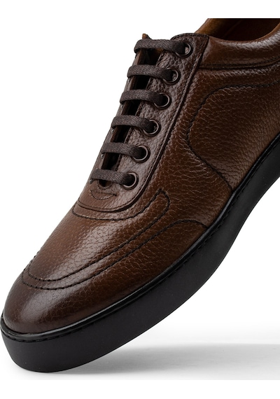 Deery Hakiki Deri Taba Rengi Sneaker Erkek Ayakkabı - 01876Mtbac01 Taba