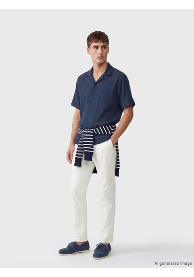 Lcw Vision İndigo Regular Fit Krinkle Erkek Gömlek