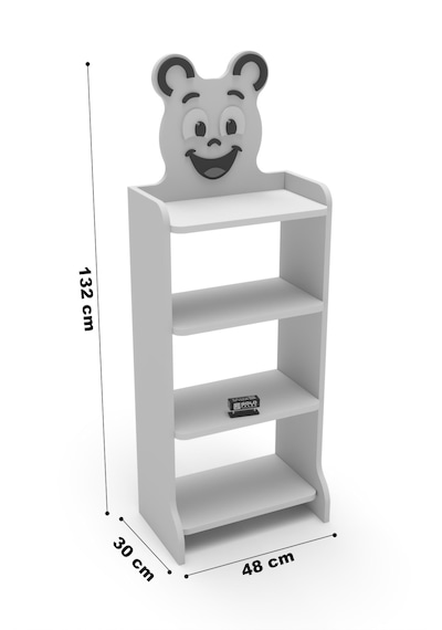 Reyo Falez Çocuk Kitaplık Happy Face 4 Raflı, Sevimli Figürlü Düzenleyici Raf Sistemi - 8026 Mavi
