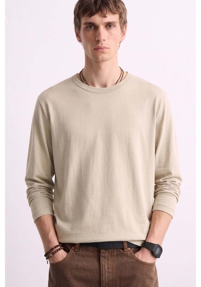 Barrels And Oıl Erkek Bisiklet Yaka İnce Sweatshirt 5074 - Bej Bej