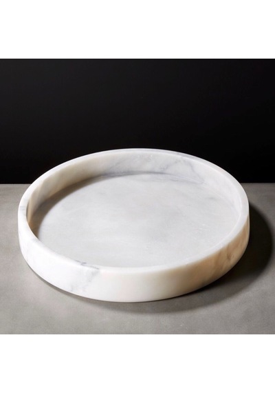 Lux & Marble Bollos, Beyaz Mermer Yuvarlak Sunumluk