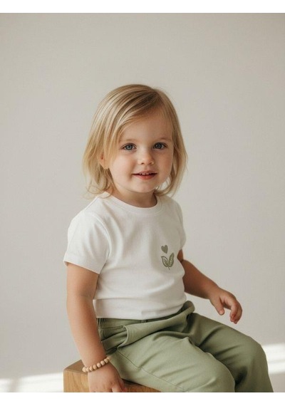 Zekids Kız Bebek Yumuşak Dokulu Beli Lastikli Pantolon-16946 Yeşil