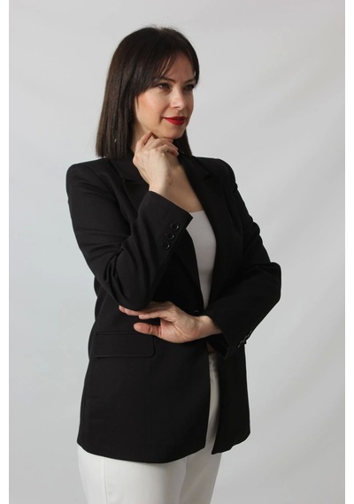 Moda Berray 1905 Siyah Kadın Büyük Beden Blazer Ceket Siyah