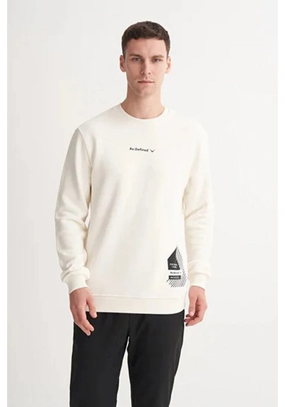 Cazador Kalın Dokulu 3 İplik Erkek Swearshirt Ekru