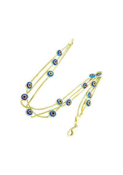 Bilezikhane Üçlü Seramik Taşlı 14 Ayar Altın Tiffany Bileklik Sarı Altın