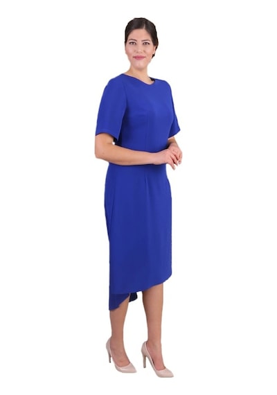 Nidya Moda Büyük Beden Kadın Saks Abiye Elbise-4151Sx Saks Mavi