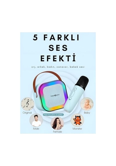 K12 Kablosuz Bluetooth Hoparlör Karaoke Mikrofon 5 Ses Efektli Rgb Hd Stereo Es Usb/sd/fm