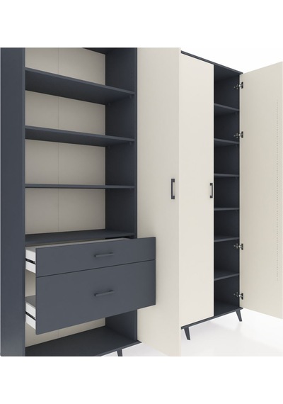 Hyperion Dolap 16 Raflı 2 Çekmeceli 3 Kapaklı 220x44x243 Antrasit-aytaşı/antrasit Aytası/antrasıt Hyperion Dolap 16 Raflı 2 Çekmeceli 3 Kapaklı 220x44x243 Antrasit-aytaşı/antrasit Aytası/antrasıt