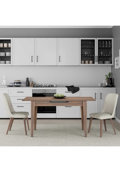 Açılır Mutfak Masası - Koyu Ceviz Oslo Ceviz 120-150x75x70 Cm Ceviz