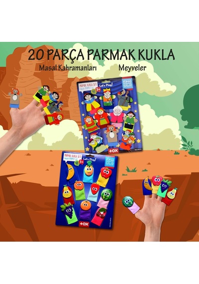 2 Set - 20 Parça Tox Masal Kahramanları ve Meyveler Parmak Kukla