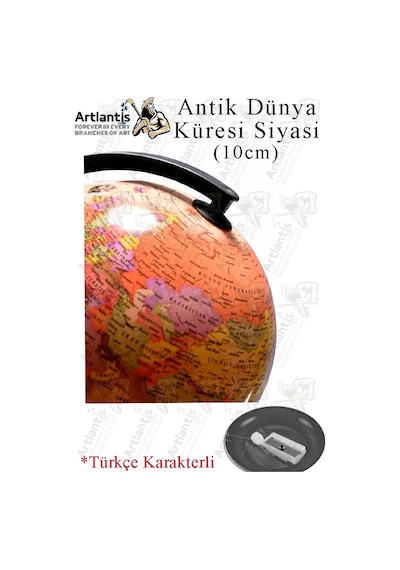 Dünya Küresi Antik 10 Cm Siyasi 1 Paket Masaüstü Coğrafya Dünya Küresi Sınıf Eğitim Kalemtraşlı Dekor