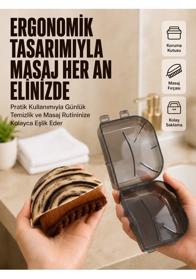 Masaj Fırçası Ahşap Desenli Yumuşak Kıllı Vücut Temizleme Ve Banyo Fırçası - Lisinya