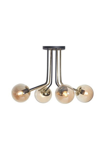 Luzarana Optik 4 Lü Gold-Siyah Metal Gövde Bal Rengi Camlı Tasarım Lü... (483752956) Çok Renkli