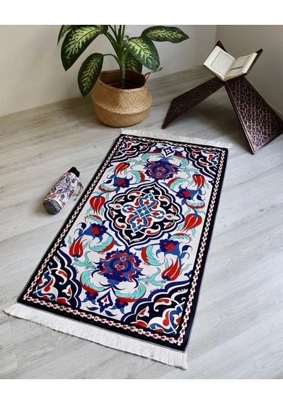 Lale Desenli İpek Dokulu Keseli Seccade Çok Renkli Çok Renkli