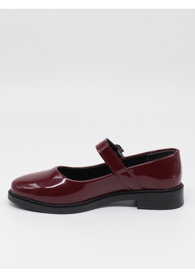 Nesilshoes Nesil Shoes Süha 250 Bordo Rugan Tokalı Balerin Kadın Babet