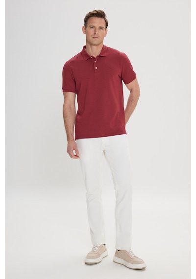 Ac&Co / Altınyıldız Classics Erkek Bordo Slim Fit Dar Kesim Polo Yaka %100 Pamuk Kısa Kollu Tişört Bordo