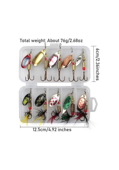 Valkyrie 10 Adet Kutulu Fly Spinner Bait Yem Zoka Seti Döner Tip Tatlı Tuzlu Sinek Olta