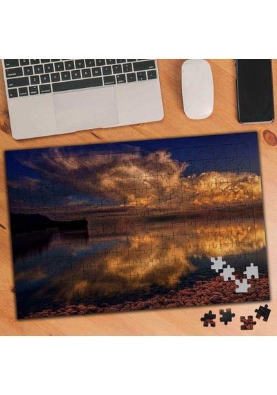 Denizde Bulutlu Gün Batımı 240 Parça Puzzle Yapboz-449509