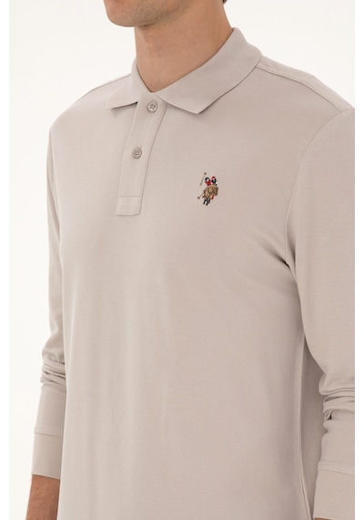 U.S. Polo Assn. Erkek Regular Fit Polo Yaka Taş Basic Sweatshirt 50313772-VR049