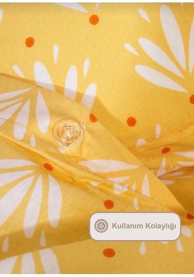 Koyu Turkuaz Batik Desenli Nevresim Takımı Çift Kişilik Koyu Sarı