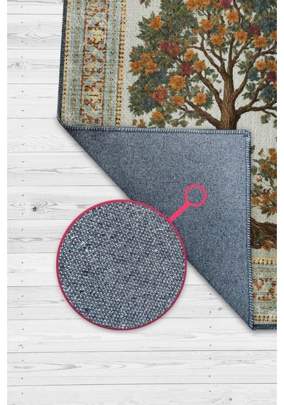 Homshtag Art Deco Meşe Ağacı Vintage Halı Görünümlü Dijital Baskı Renkli Halı,rustik Çiçekli Halı Çok Renkli