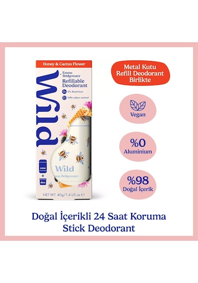 %98 Sekiz Natural Stick Deodorant Kutu Ve Refill Paketi Honey Bee Ve Honey & Cactus Flower 40 G