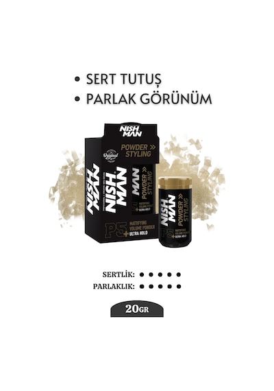 Saç Şekillendirici Toz Wax Sert Tutuş P5- Parlak Görünüm - Kalıcı Saç Parfümü Içerikli - 20 Gr