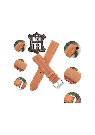 22mm Taba Hakiki Deri Saat Kordonu Düz Klasik Tek Parça Deri Kayış, 46mm Saatlerle Uyumlu Diğer