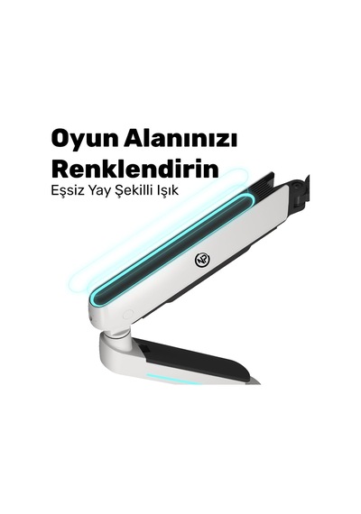 Elysium Std54024hlw 27-35 Rgb Çiftli Oyuncu Monitör Kolu, Her Kolda 14kg Taşıyan, Amortisörlü İkili Gaming Vesa S