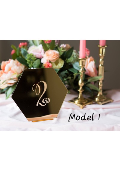 Ayna Pleksi Altıgen Model Masa Numarası