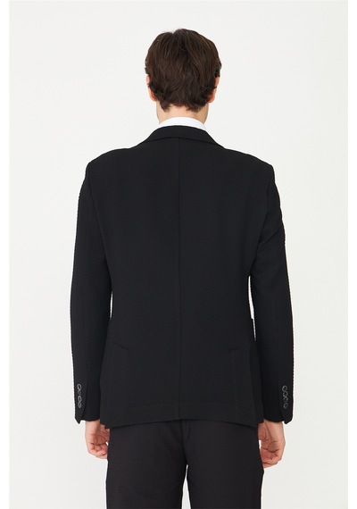 Siyah Hafif Desenli Blazer Ceket Siyah