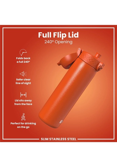 Ion8 - Paslanmaz Çelik İnce Suluk - Turuncu - 600 Ml - Sızdırmaz