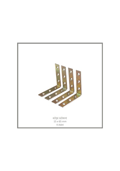 Köşe Gönye, Sac Gönye, 15 X 65 Mm 4 Adet Metalik