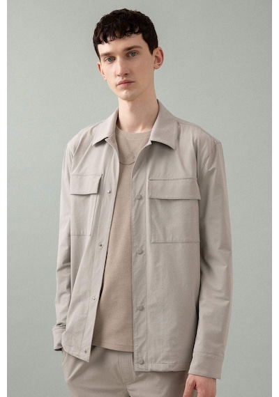 Defacto Regular Fit Polo Yaka Çıtçıt Kapamalı Cepli Teknik Gömlek Ceket B7396AX25SP Gri