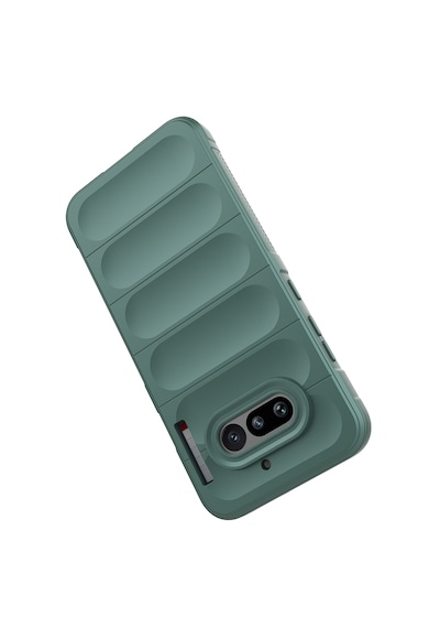 Nothing Phone 4a Kılıf Darbe Dayanıklı Kamera Korumalı Esnek Oyuklu Arka Yüzey Tasarımlı Pürüzsüz Silikon Koyu Yeşil