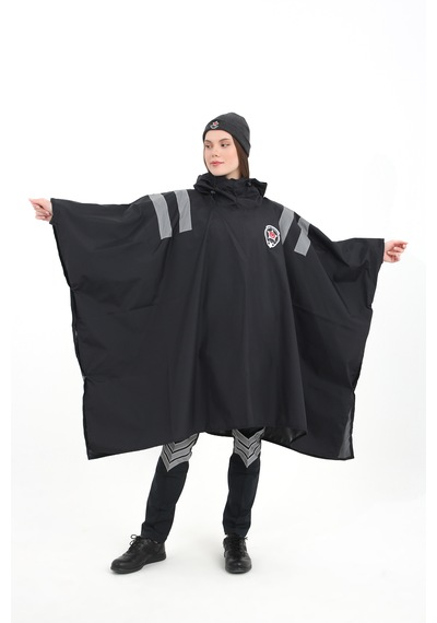 Özel Güvenlik Yağmurluğu Reflektörlü Su Geçirmez Panço Unisex Füme