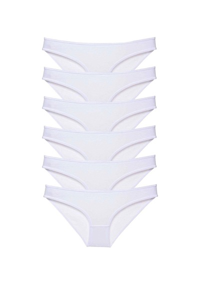 6 Adet Süper Eko Set Likralı Kadın Slip Külot Beyaz Çok Renkli