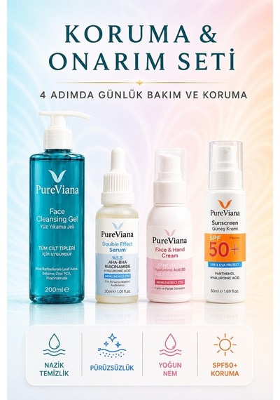 Pureviana Cilt Bariyerini Güçlendiren Koruma & Onarım Seti 4'lü