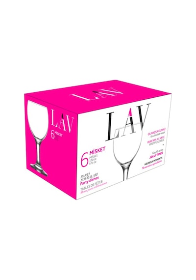 Lav Misket Cam Beyaz Şarap Kadehi 6'lı 170 ml Ayaklı (Meşrubat/Su Bardağı)